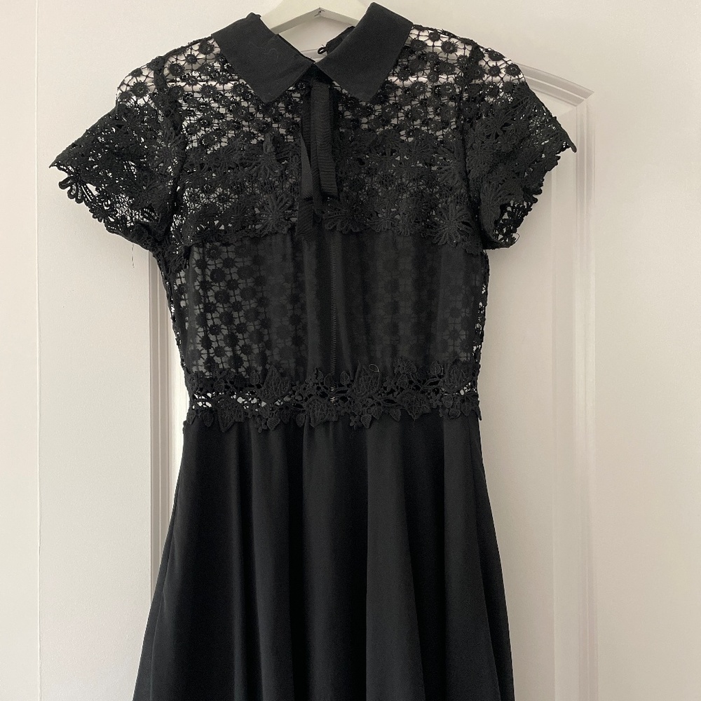 Black skater dress with embroidery